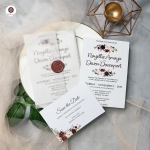 Blush and burgundy vellum wedding invitations, floral wedding invitations, laser cut and pocket, wax seal, spring summer and fall weddings, elegant wedding invitations WS093