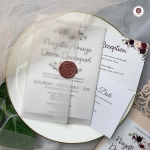 Blush and burgundy vellum wedding invitations, floral wedding invitations, laser cut and pocket, wax seal, spring summer and fall weddings, elegant wedding invitations WS093