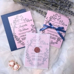 Elegant mauve and navy wedding invitations, cheap wedding invitations, rustic wedding invitations, vellum wedding invitations with wax seal WS094