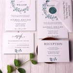 Boho greenery invitation, rustic invite, minimalist invite, spring, garden, cheap wedding invite WS099