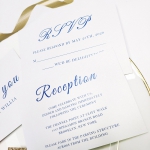 Navy blue and gold laser cut wedding invitations, classic, romantic, spring fall and winter WS102