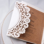 Rustic Laser Cut Invitation, heart tag, twine, antique key, white, custom invitation, handmade invite WS111