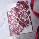 Classic burgundy laser cut wedding invitations, elegant wedding invite, fall, winter WS113