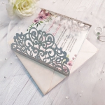 Elegant silver and blush laser cut invitations, floral pattern, spring weddings, romantic wedding invites, rustic WS116 