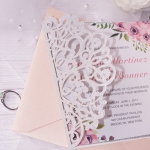 Elegant silver and blush laser cut invitations, floral pattern, spring weddings, romantic wedding invites, rustic WS116 