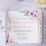 Elegant silver and blush laser cut invitations, floral pattern, spring weddings, romantic wedding invites, rustic WS116 