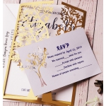 Rustic gold laser cut invite, tree cut, spring weddings, belly band, custom invite, handmade wedding invite WS118