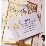 Rustic gold laser cut invite, tree cut, spring weddings, belly band, custom invite, handmade wedding invite WS118