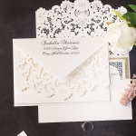 White & gold laser cut invite, elegant wedding invite, cheap invite, modern simple wedding, romantic wedding WS122