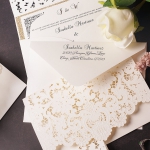 White & gold laser cut invite, elegant wedding invite, cheap invite, modern simple wedding, romantic wedding WS122