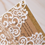 Rustic wedding invite, laser cut invite, gold invite, custom invite with twine, country wedding, cheap invite WS125