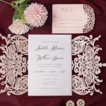 Blush and silver laser cut wedding invitations, cheap invite, spring and summer, luxury and elegant WS129