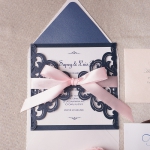 Navy and blush soft elegant laser cut invite, spring weddings, summer weddings, cheap wedding invitations WS132