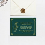 Cheap emerald green and gold invite, royal wedding invite, classic, vintage, fall, winter, spring WS139