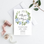 Cheap watercolor invite, dusty blue and green, greenery wedding, rustic wedding, spring, summer, beach wedding WS141