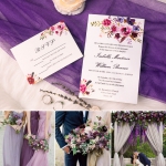 Cheap watercolor purple invite, rustic spring and summer weddings, elegant, garden, summer, beach WS142