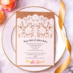 Cheap rose gold laser cut wedding invites, simple and elegant, spring, summer, classic wedding theme WS143