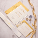 Elegant gray and gold wedding invite, laser cut invite, royal invite, classic, vintage, chanted, spring, fall, winter WS144