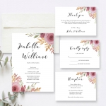 Cheap mauve watercolor wedding invitations, rustic wedding, elegant, garden, beach wedding, spring and summer WS147