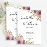 Cheap mauve watercolor wedding invitations, rustic wedding, elegant, garden, beach wedding, spring and summer WS147