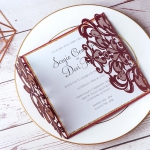 Classic burgundy and gold wedding invitations, laser cut invitations, cheap invites, spring, fall, winter weddings WS150