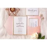 Elegant blush and rose gold pocket wedding invitations, tri-fold wedding invitations, spring and summer weddings WS151