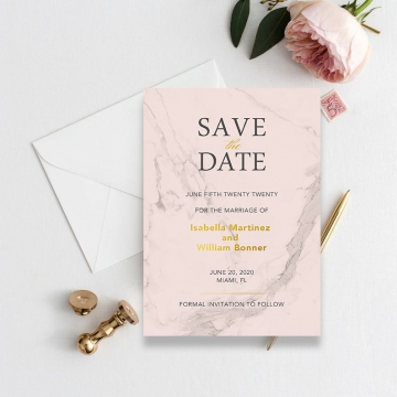 Blush marble save the date invitaiton card STD006