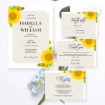 Rustic sunflower wedding invitations, spring summer and fall weddings WS155