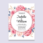 Elegant rustic blush pink floral wedding invitations cheap, spring and summer WS157