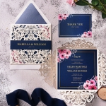 Navy blue rustic wedding invite, spring summer fall country wedding, cheap wedding invitations, foil invite WS161