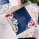 Navy blue rustic wedding invite, spring summer fall country wedding, cheap wedding invitations, foil invite WS161