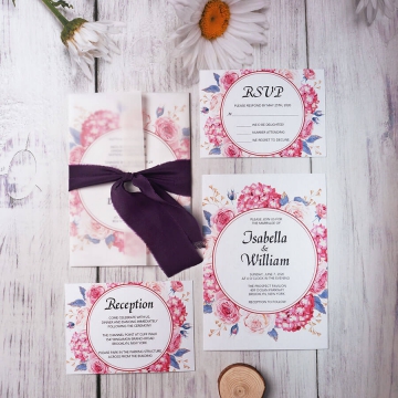 Pink and purple vellum boho spring wedding invitation, vellum wedding invitation, summer wedding WS162