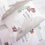 Elegant boho rustic laser cut wedding invitation, cheap invite, spring wedding WS163