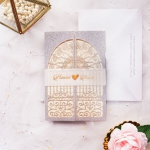 Luxe silver and gold elegant wedding invitations with rsvps, simple wedding invitations, gate fold invitations WS167