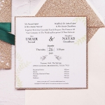 Rose gold and emerald green luxury wedding invitations, unique wedding invitations with rsvps, elegant, organic, silky ribbon, spring and summer, fall, winter  WS169