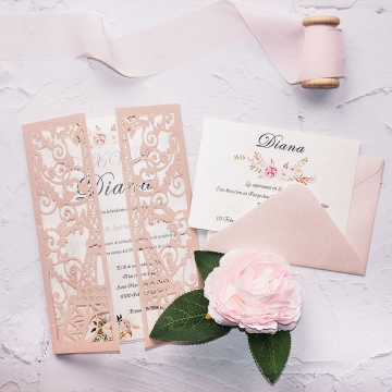 Blush floral laser cut 15th birthday invitations WS171