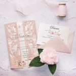 Cheap laser cut 15th birthday invitations, shower invitations, blush and silver, spring summer WS171