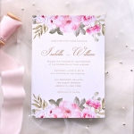 Modern vellum floral wedding invite with dusty blue ribbon spring summer WS183 