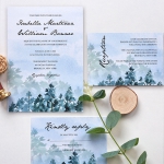 Watercolor mountain wedding invite with trees, modern wedding invite, cheap wedding invite, rustic wedding invite WS184