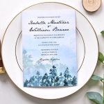 Watercolor mountain wedding invite with trees, modern wedding invite, cheap wedding invite, rustic wedding invite WS184