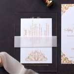 Royal style acrylic wedding invite, foil wedding invite with intricate pattern, clear invite, vellum invite WS187