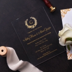 Royal style acrylic wedding invite, foil wedding invite with intricate pattern, clear invite, vellum invite WS187