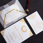 Royal style acrylic wedding invite, foil wedding invite with intricate pattern, clear invite, vellum invite WS187