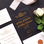 Royal gold monogrammed acrylic wedding invitations, foil wedding invite WS188