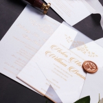 Royal gold monogrammed acrylic wedding invitations, foil wedding invite WS188