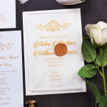 Royal gold monogrammed acrylic wedding invitations, foil wedding invite WS188