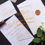 Royal gold monogrammed acrylic wedding invitations, foil wedding invite WS188