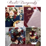 Boho rustic acrylic floral wedding invite, burgundy and navy flowers WS192