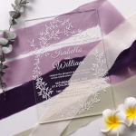 Elegant rustic acrylic wedding invitations, spring summer, mauve invite  WS195