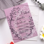 Elegant rustic acrylic wedding invitations, spring summer, mauve invite  WS195